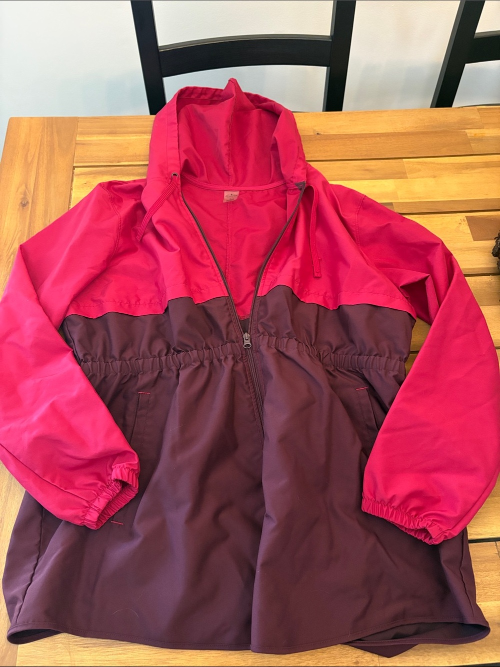 St. John's Bay Pink and Burgundy Hooded Raincoat